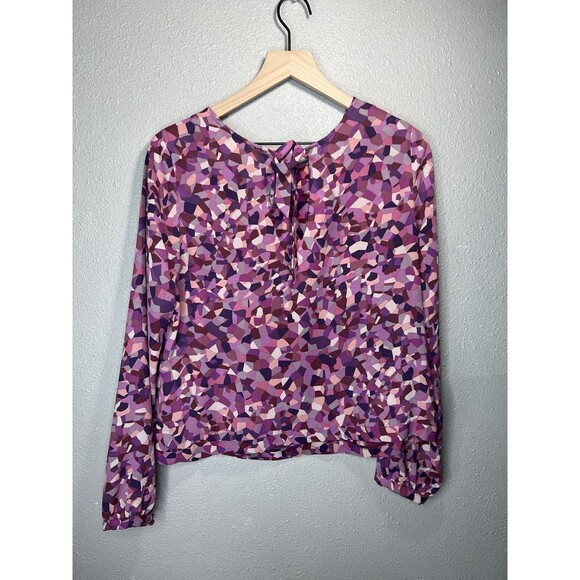 Cabi Kaleidoscope Blouse Size M Pink Purple Mosaic Long Sleeve Top Office - Picture 7 of 7